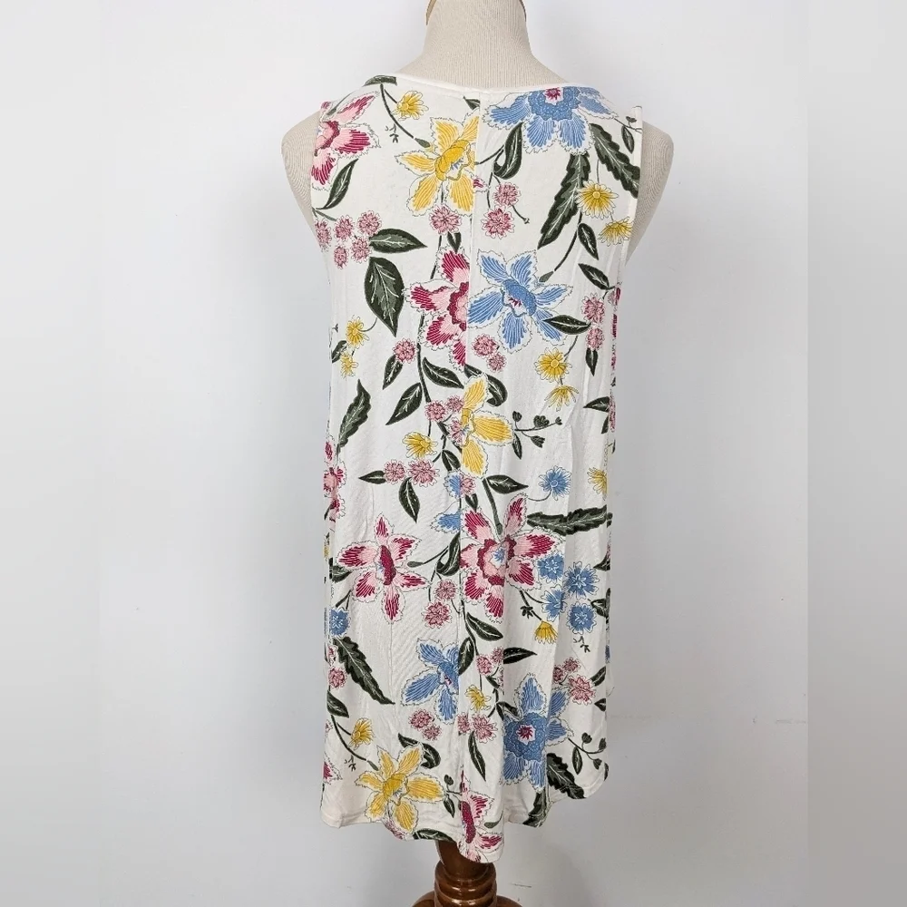 Old Navy Luxe Tank Top Size Medium Cream Floral - Picture 6 of 7
